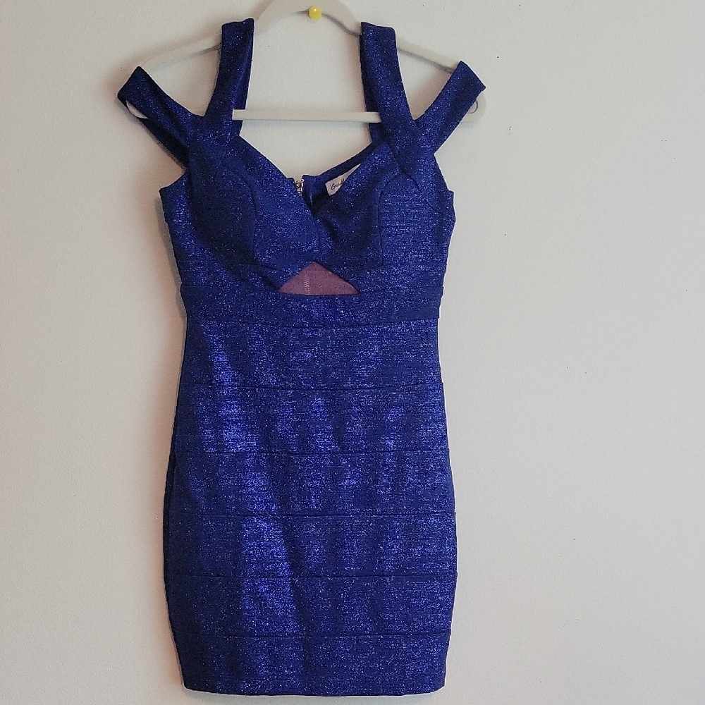 Emerald Sundae Shimmering Blue Mini Dress